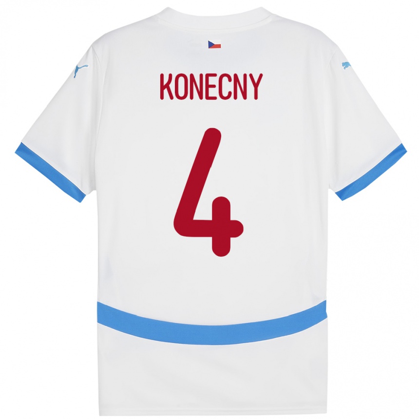 Kids Football Czech Republic Mikulas Konecny #4 White Away Jersey 24-26 T-Shirt Uk