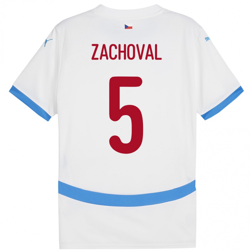 Kids Football Czech Republic Matej Zachoval #5 White Away Jersey 24-26 T-Shirt Uk