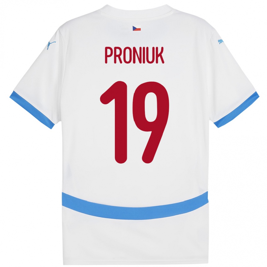 Kids Football Czech Republic Adam Proniuk #19 White Away Jersey 24-26 T-Shirt Uk