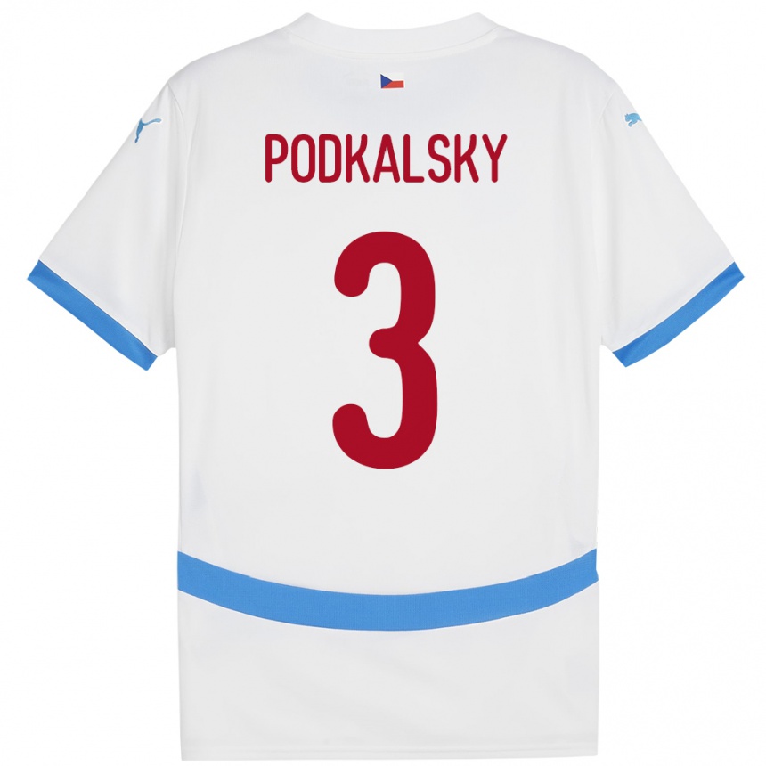 Kids Football Czech Republic Jakub Podkalsky #3 White Away Jersey 24-26 T-Shirt Uk