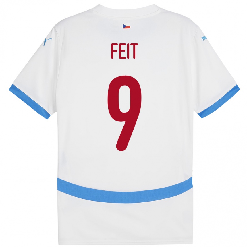 Kids Football Czech Republic Jan Feit #9 White Away Jersey 24-26 T-Shirt Uk