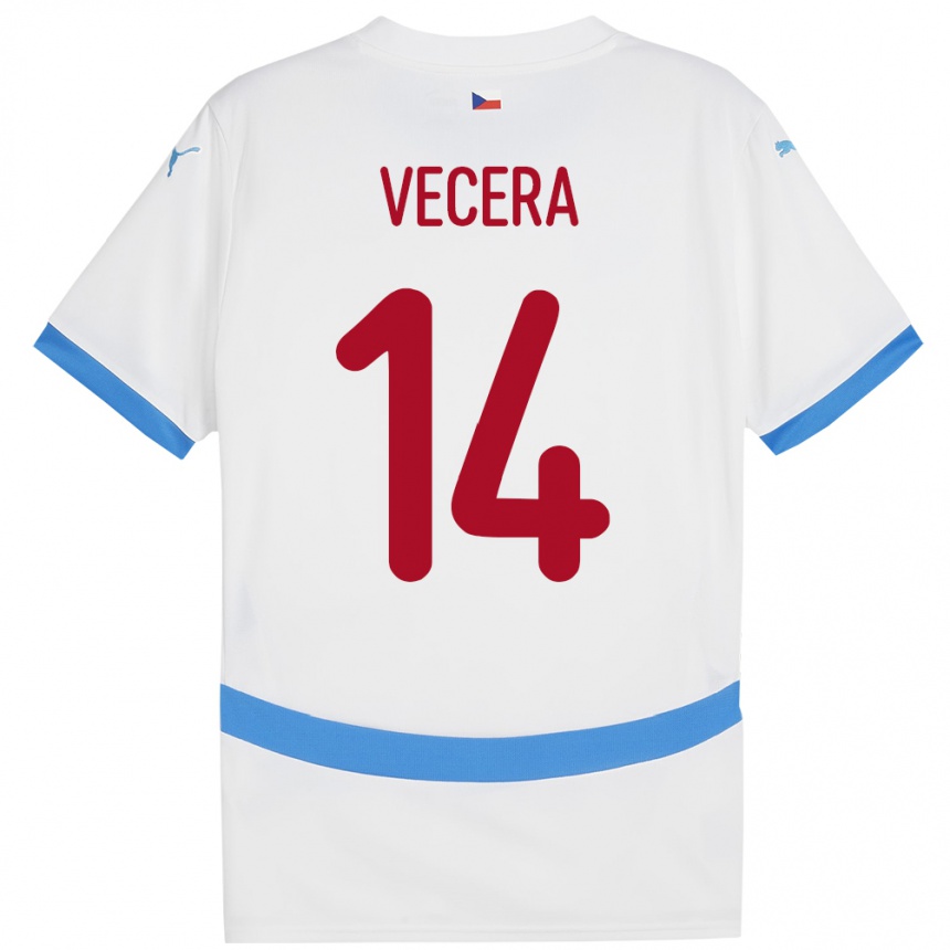 Kids Football Czech Republic Filip Vecera #14 White Away Jersey 24-26 T-Shirt Uk