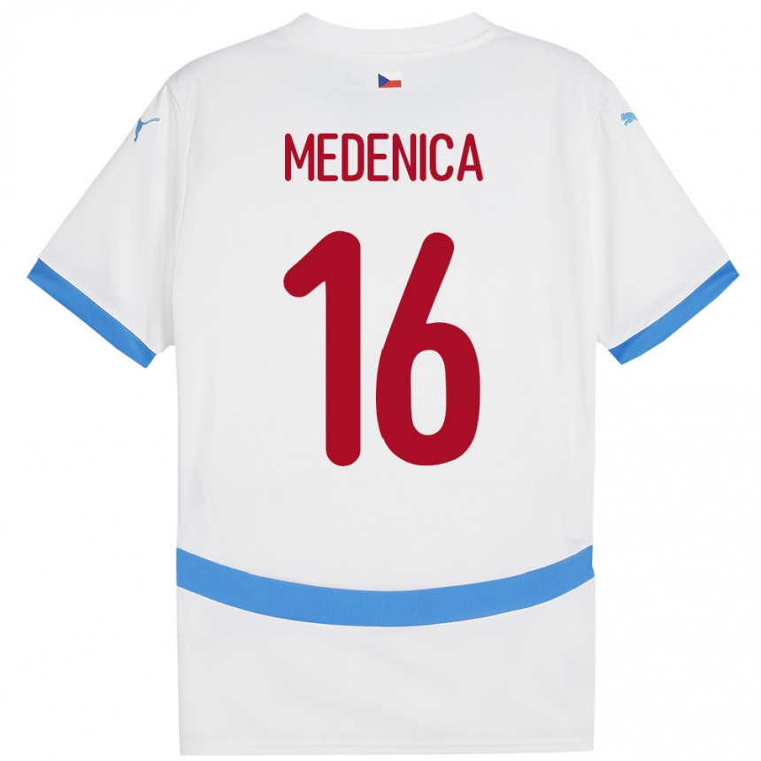 Kids Football Czech Republic Djordjije Medenica #16 White Away Jersey 24-26 T-Shirt Uk