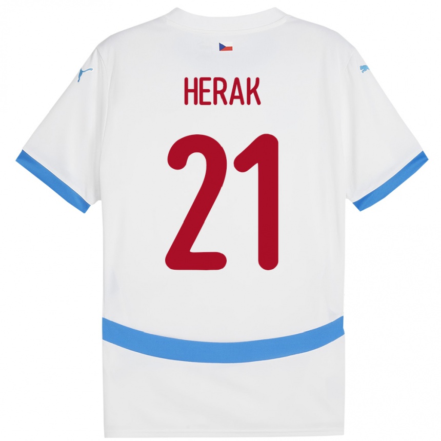 Kids Football Czech Republic Frantisek Herak #21 White Away Jersey 24-26 T-Shirt Uk