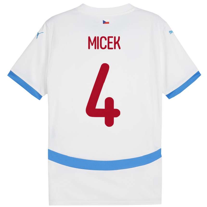 Kids Football Czech Republic Jiri Micek #4 White Away Jersey 24-26 T-Shirt Uk