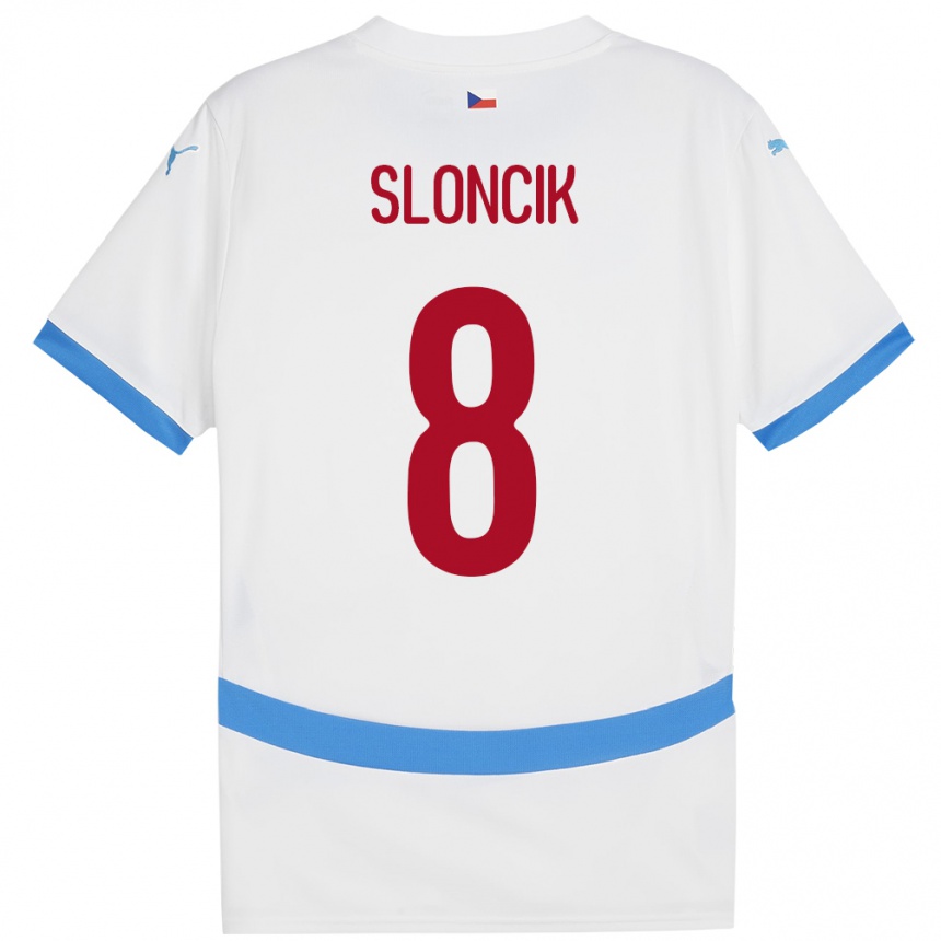 Kids Football Czech Republic Simon Sloncik #8 White Away Jersey 24-26 T-Shirt Uk