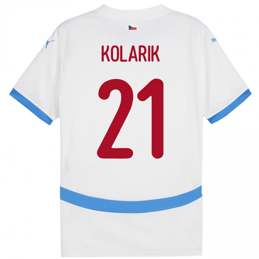 Kids Football Czech Republic Josef Kolarik #21 White Away Jersey 24-26 T-Shirt Uk