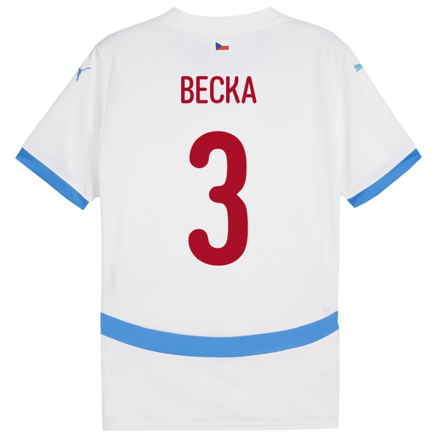 Kids Football Czech Republic Patrik Becka #3 White Away Jersey 24-26 T-Shirt Uk