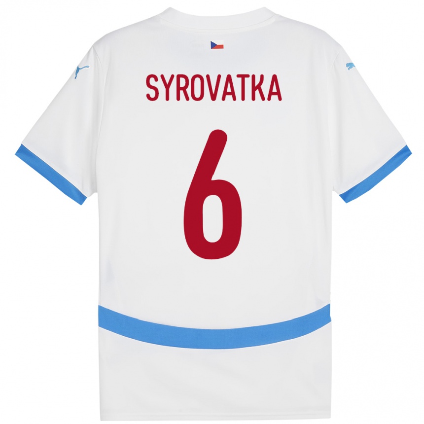 Kids Football Czech Republic Matyas Syrovatka #6 White Away Jersey 24-26 T-Shirt Uk