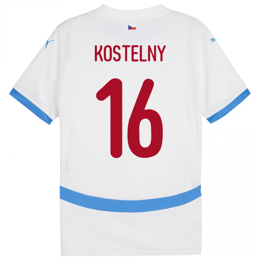 Kids Football Czech Republic Krystof Kostelny #16 White Away Jersey 24-26 T-Shirt Uk