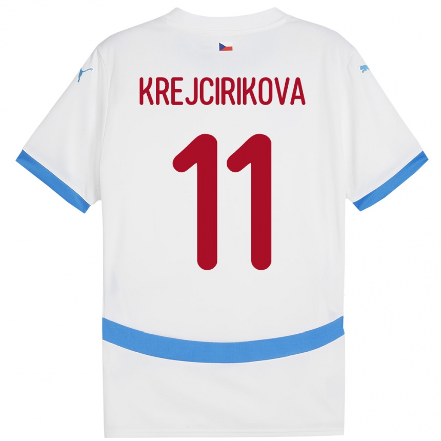 Kids Football Czech Republic Tereza Krejčiříková #11 White Away Jersey 24-26 T-Shirt Uk