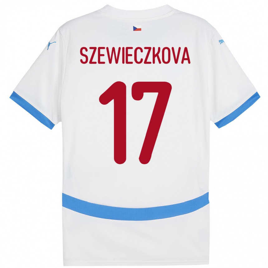 Kids Football Czech Republic Tereza Szewieczková #17 White Away Jersey 24-26 T-Shirt Uk