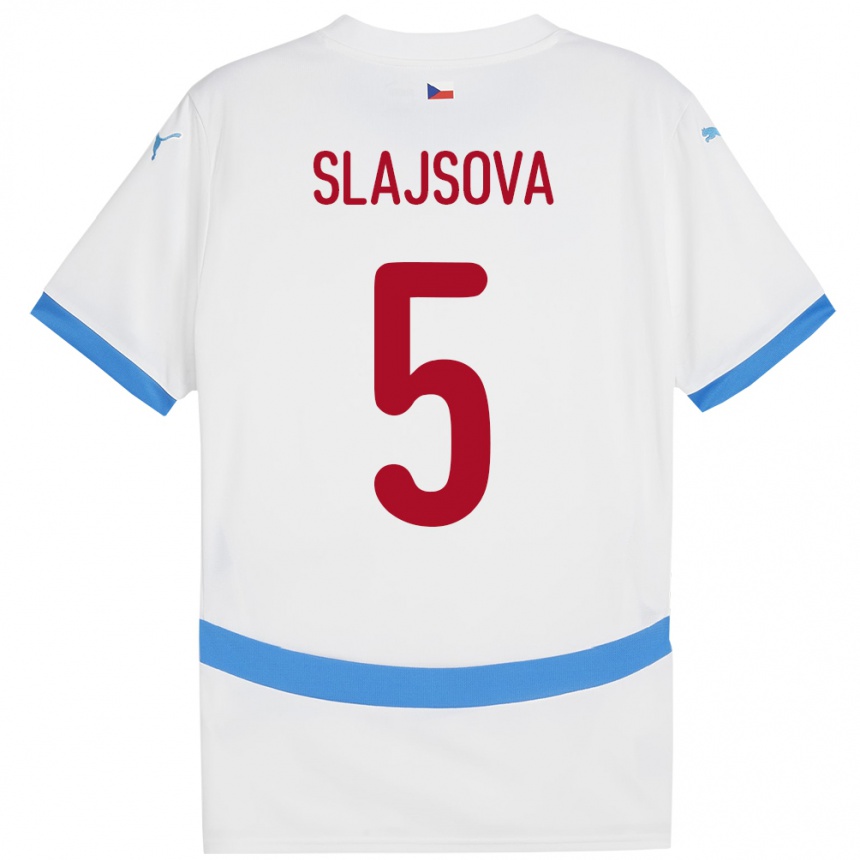 Kids Football Czech Republic Gabriela Šlajsová #5 White Away Jersey 24-26 T-Shirt Uk