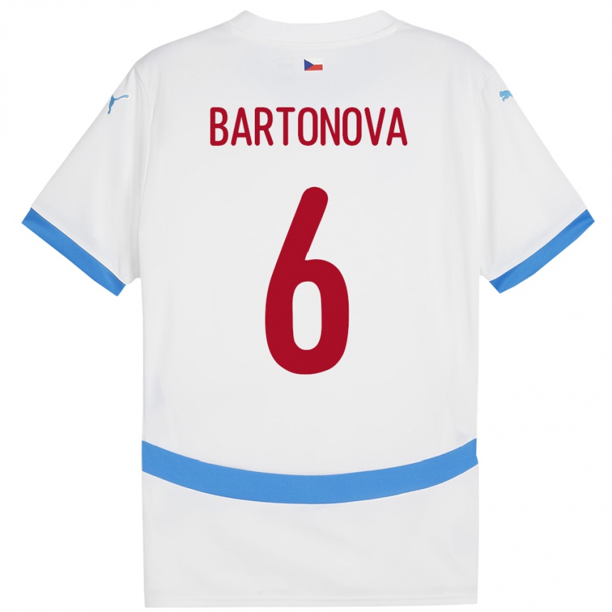 Kids Football Czech Republic Eva Bartoňová #6 White Away Jersey 24-26 T-Shirt Uk