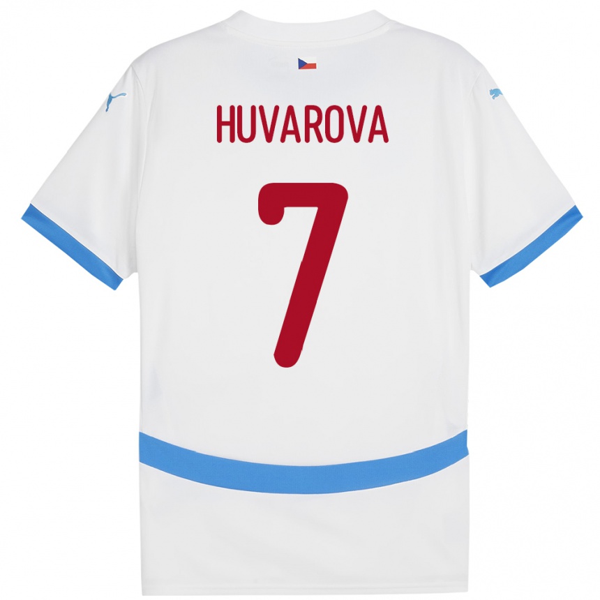 Kids Football Czech Republic Dominika Huvarová #7 White Away Jersey 24-26 T-Shirt Uk