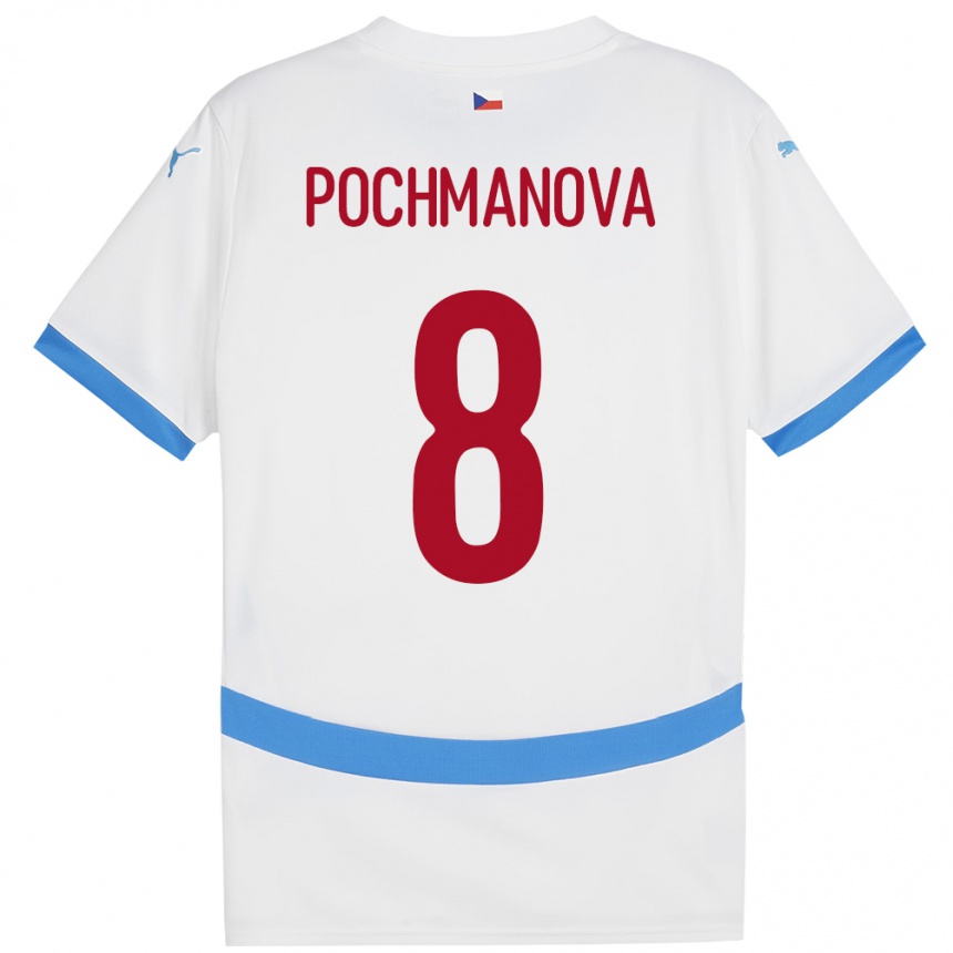 Kids Football Czech Republic Aneta Pochmanová #8 White Away Jersey 24-26 T-Shirt Uk