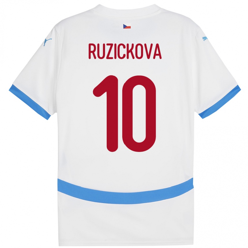 Kids Football Czech Republic Kristýna Růžičková #10 White Away Jersey 24-26 T-Shirt Uk