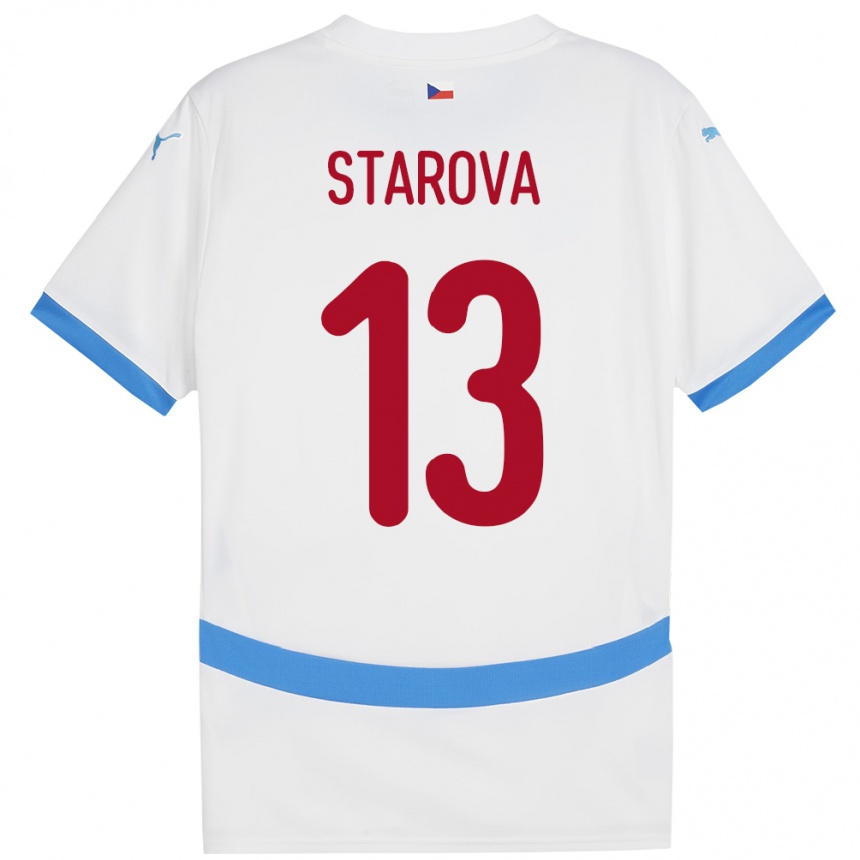 Kids Football Czech Republic Antonie Stárová #13 White Away Jersey 24-26 T-Shirt Uk