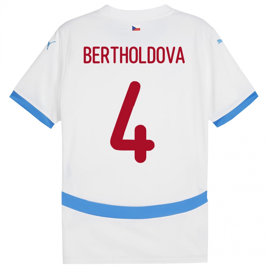 Kids Football Czech Republic Petra Bertholdová #4 White Away Jersey 24-26 T-Shirt Uk