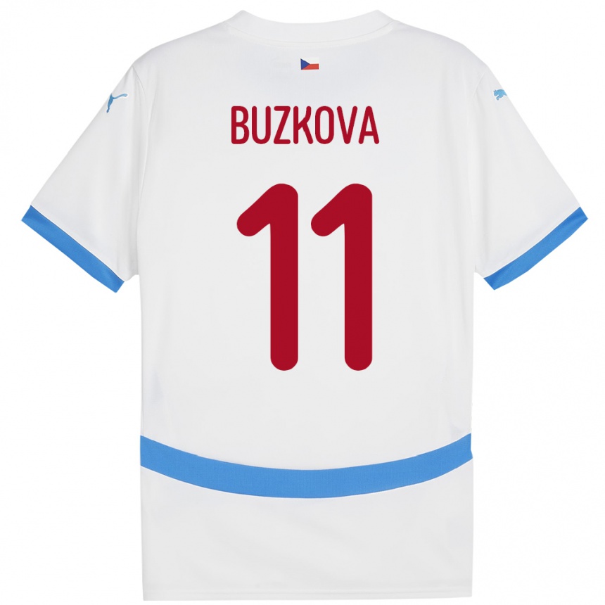 Kids Football Czech Republic Kateřina Bužková #11 White Away Jersey 24-26 T-Shirt Uk