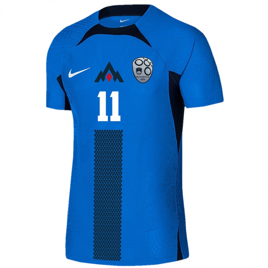 Kids Football Slovenia Gal Napecnik #11 Blue Away Jersey 24-26 T-Shirt Uk