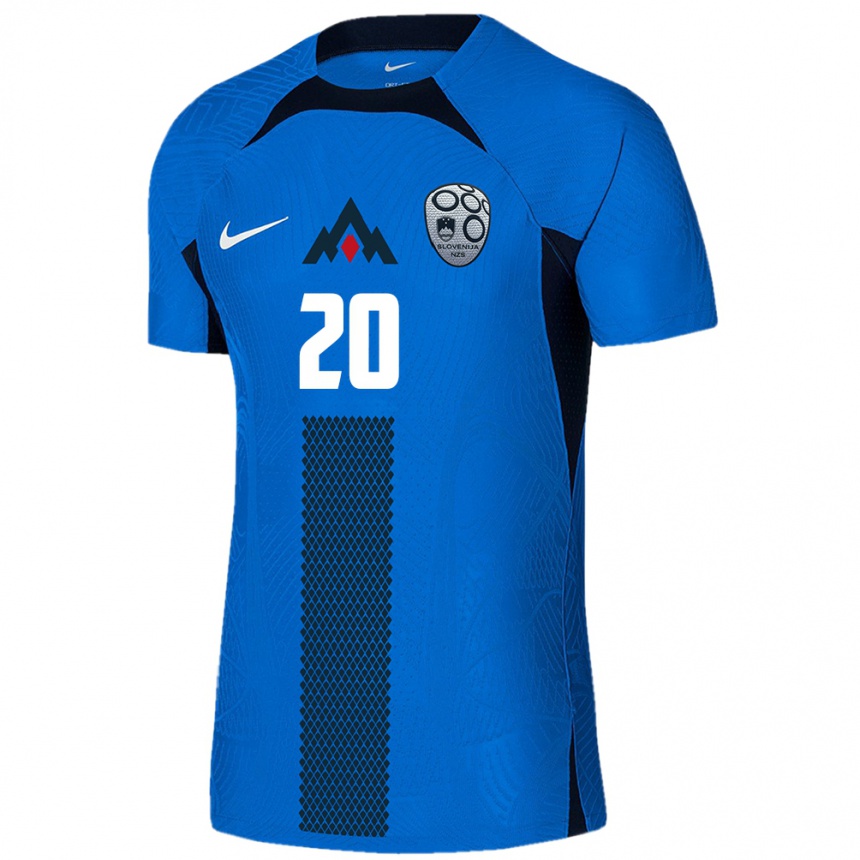 Kids Football Slovenia Jost Pisek #20 Blue Away Jersey 24-26 T-Shirt Uk