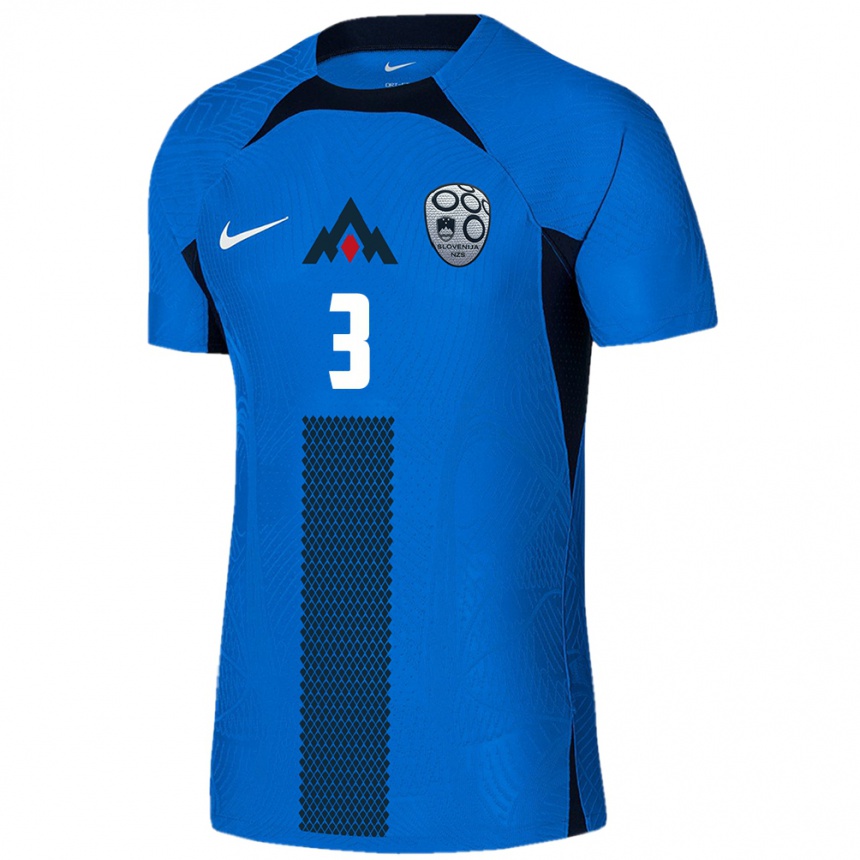 Kids Football Slovenia Luka Poredos #3 Blue Away Jersey 24-26 T-Shirt Uk