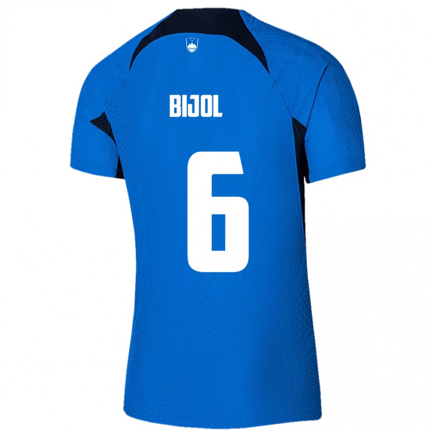 Kids Football Slovenia Jaka Bijol #6 Blue Away Jersey 24-26 T-Shirt Uk