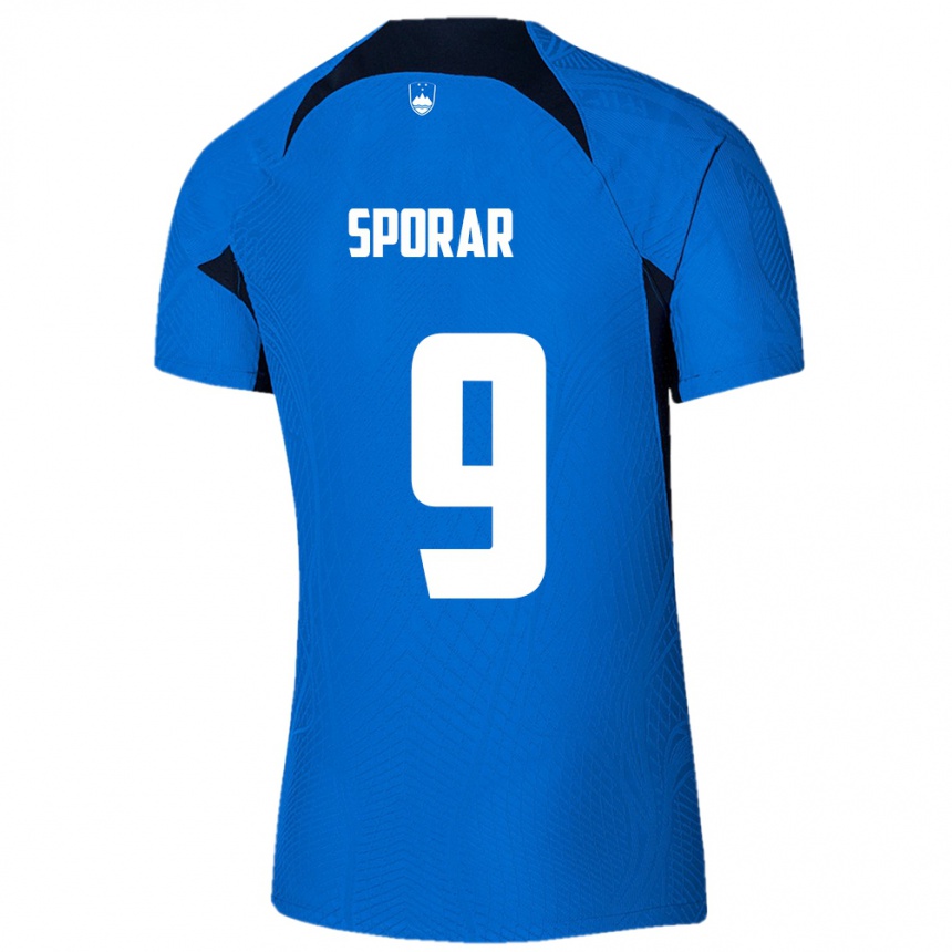 Kids Football Slovenia Andraz Sporar #9 Blue Away Jersey 24-26 T-Shirt Uk