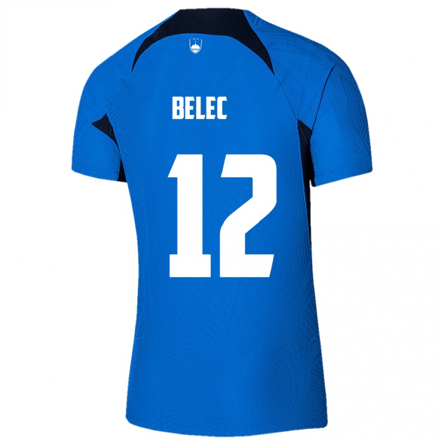 Kids Football Slovenia Vid Belec #12 Blue Away Jersey 24-26 T-Shirt Uk