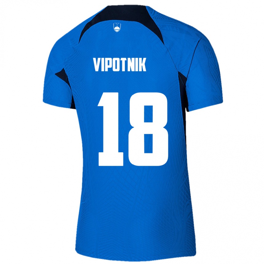 Kids Football Slovenia Zan Vipotnik #18 Blue Away Jersey 24-26 T-Shirt Uk