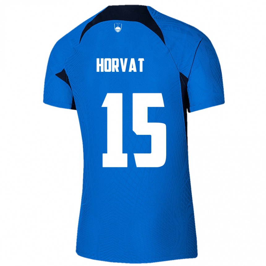 Kids Football Slovenia Tomi Horvat #15 Blue Away Jersey 24-26 T-Shirt Uk