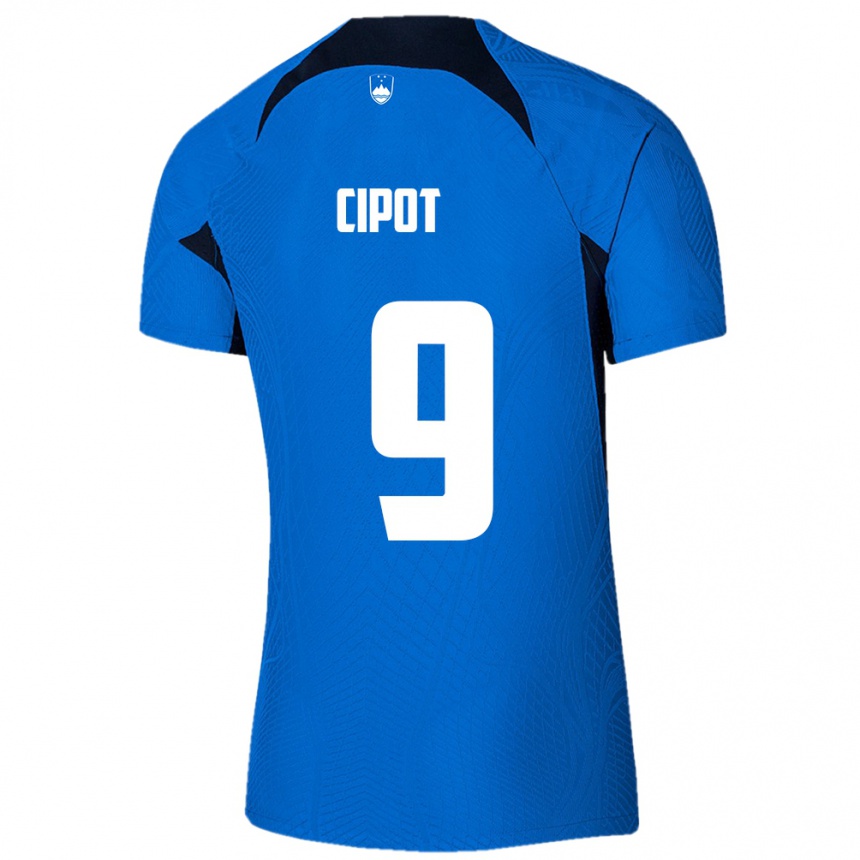 Kids Football Slovenia Tio Cipot #9 Blue Away Jersey 24-26 T-Shirt Uk