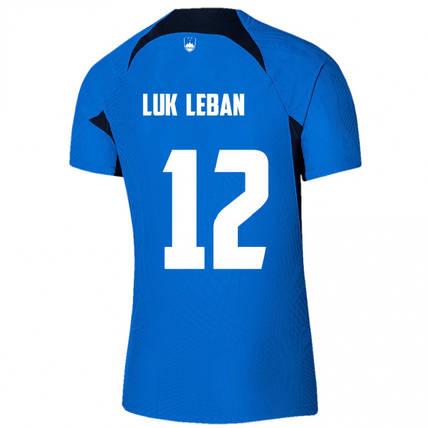 Kids Football Slovenia Zan Luk Leban #12 Blue Away Jersey 24-26 T-Shirt Uk