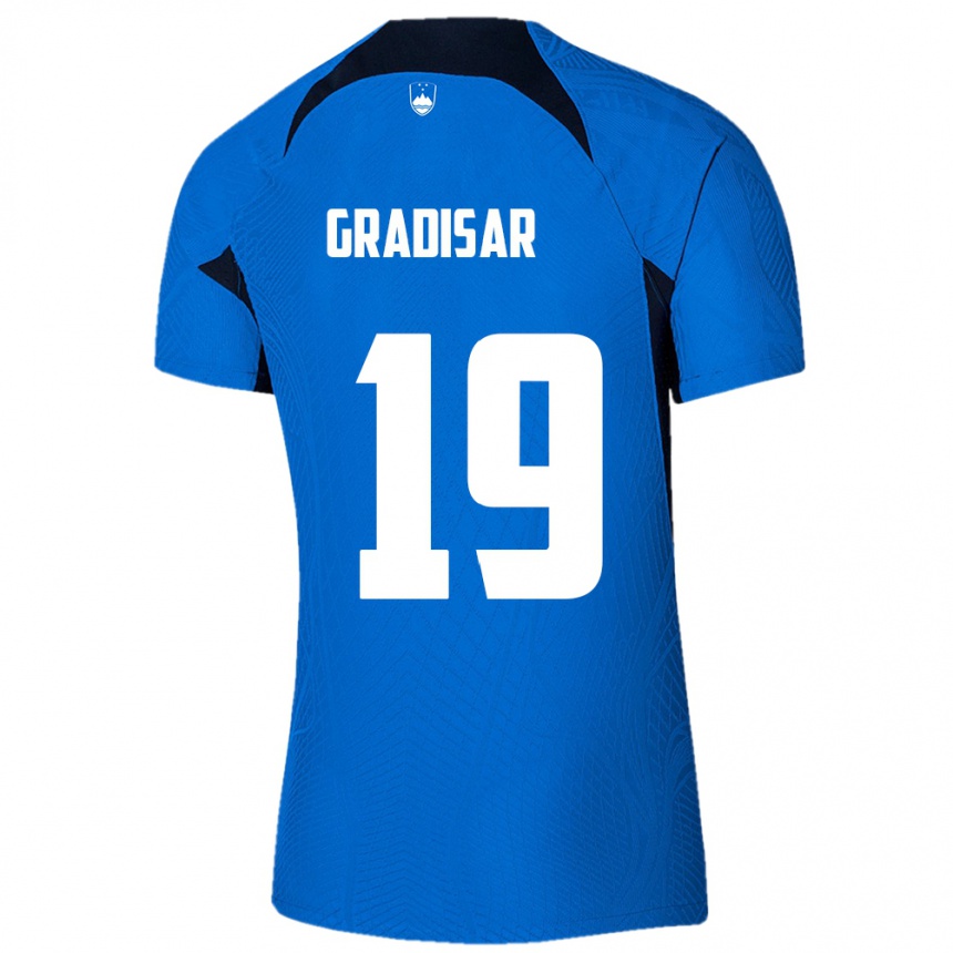 Kids Football Slovenia Nejc Gradisar #19 Blue Away Jersey 24-26 T-Shirt Uk