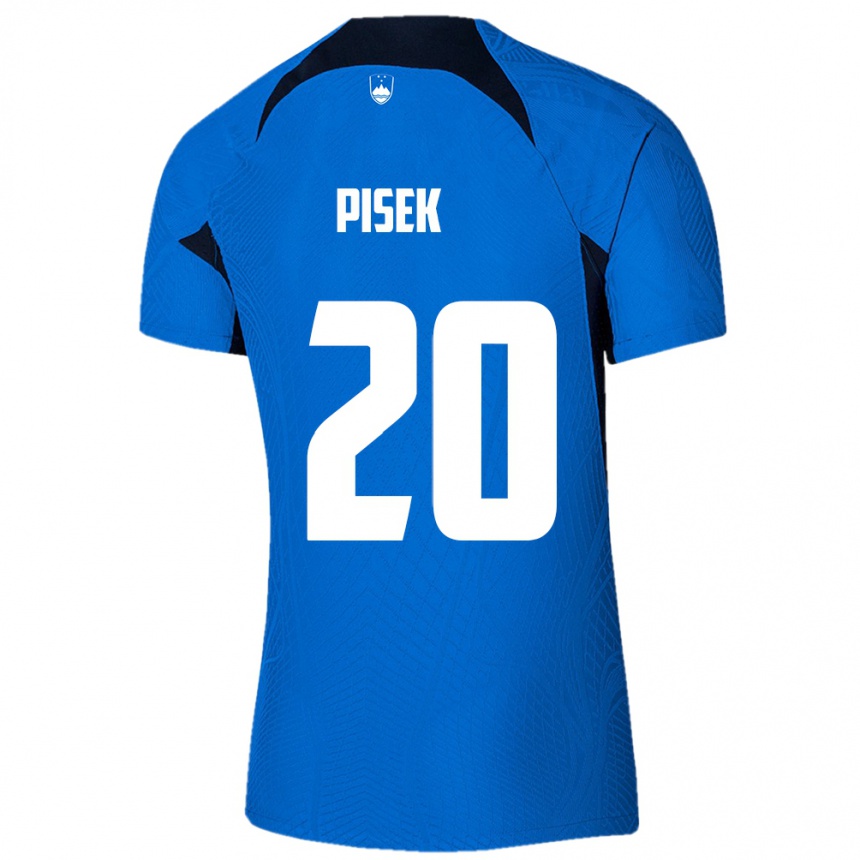 Kids Football Slovenia Jost Pisek #20 Blue Away Jersey 24-26 T-Shirt Uk