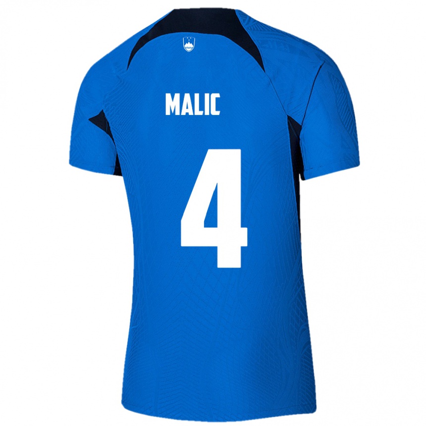 Kids Football Slovenia Arjan Malic #4 Blue Away Jersey 24-26 T-Shirt Uk