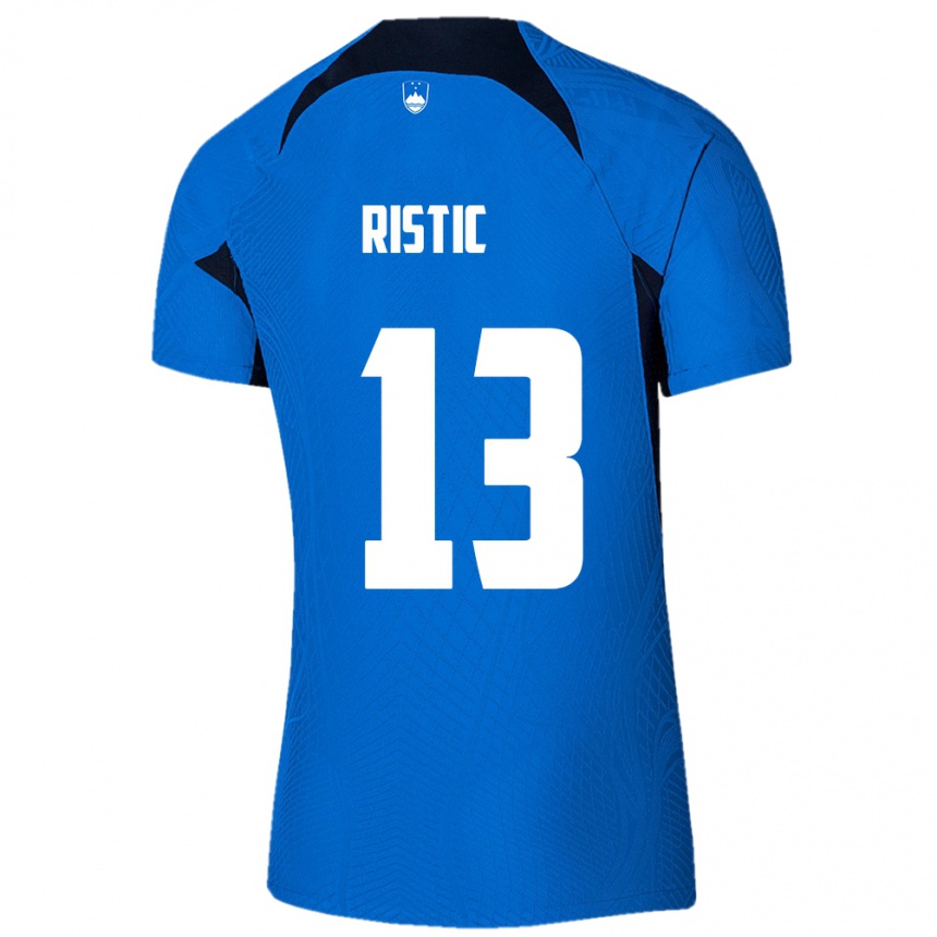 Kids Football Slovenia Aleks Ristic #13 Blue Away Jersey 24-26 T-Shirt Uk