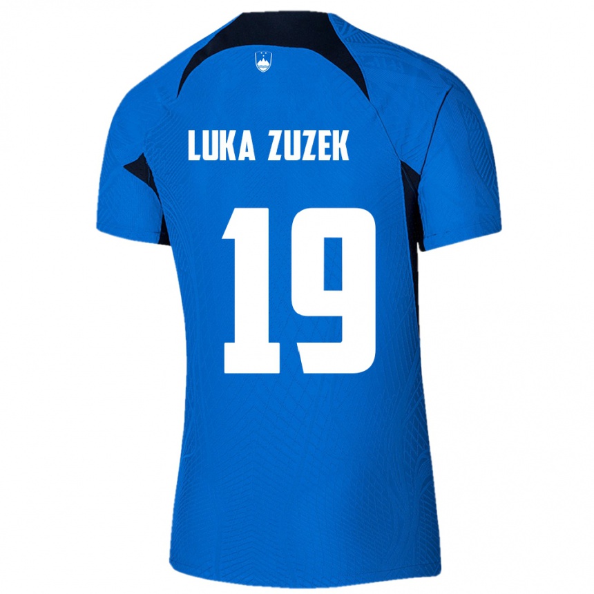 Kids Football Slovenia Zan Luka Zuzek #19 Blue Away Jersey 24-26 T-Shirt Uk