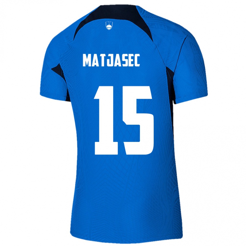 Kids Football Slovenia Miha Matjasec #15 Blue Away Jersey 24-26 T-Shirt Uk