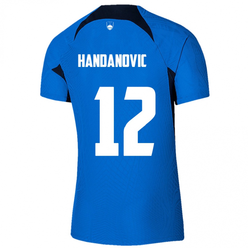 Kids Football Slovenia Tanej Handanovic #12 Blue Away Jersey 24-26 T-Shirt Uk