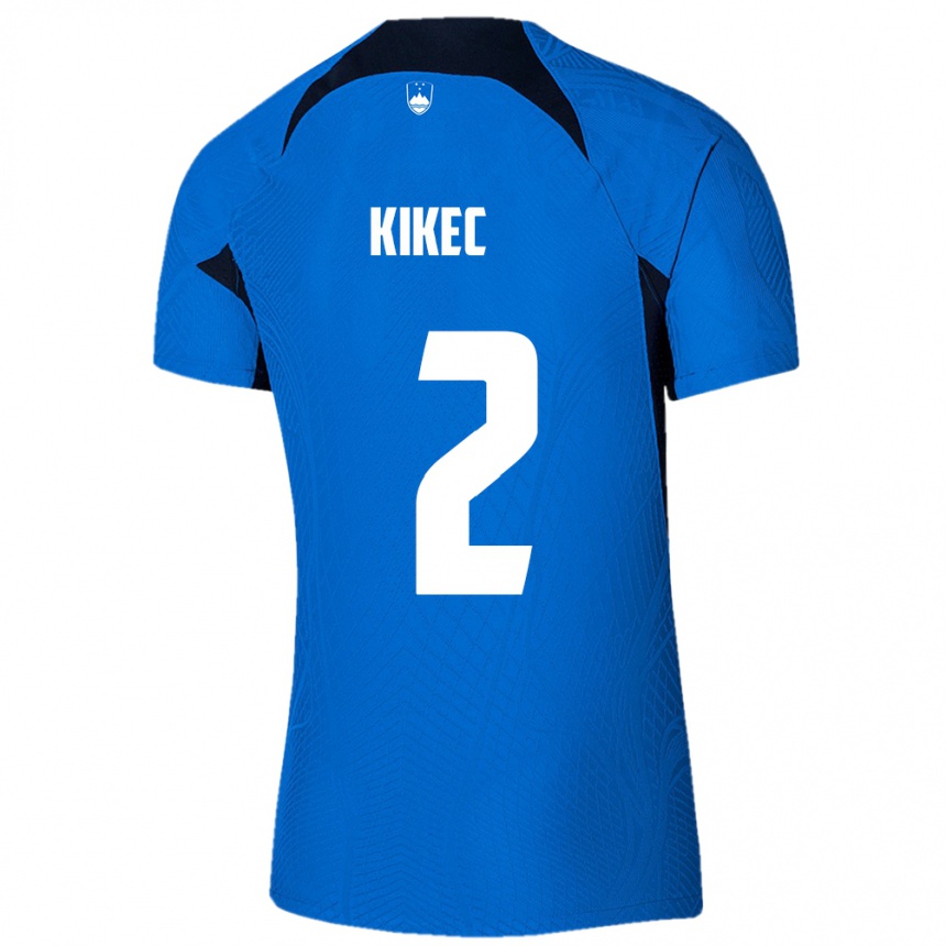 Kids Football Slovenia Timon Kikec #2 Blue Away Jersey 24-26 T-Shirt Uk