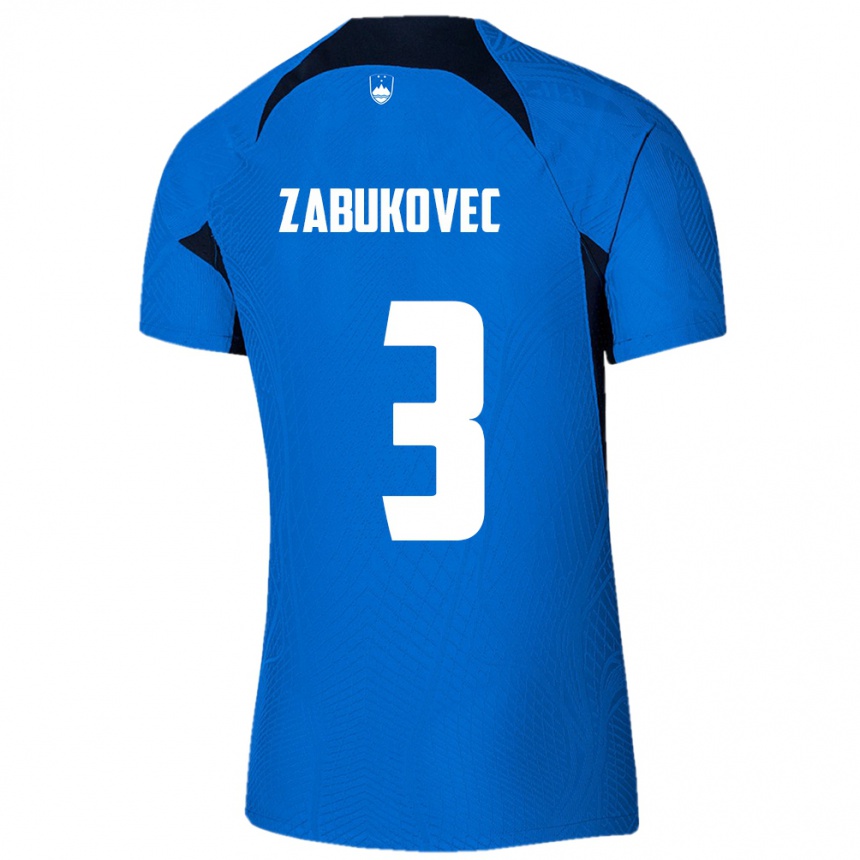 Kids Football Slovenia Anze Zabukovec #3 Blue Away Jersey 24-26 T-Shirt Uk