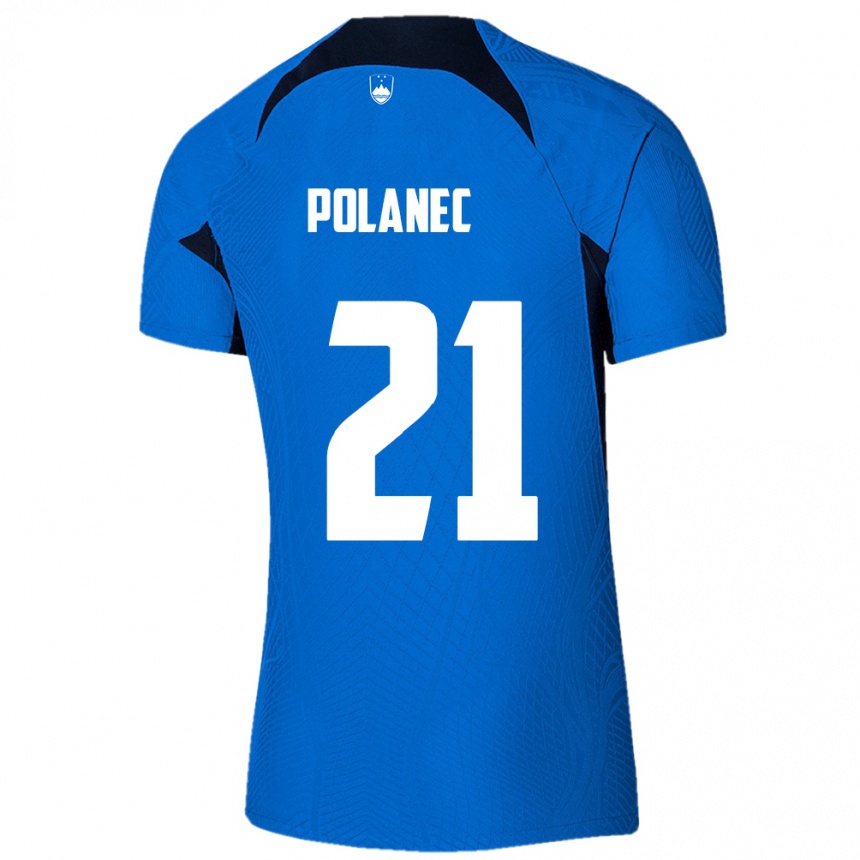 Kids Football Slovenia Gaj Polanec #21 Blue Away Jersey 24-26 T-Shirt Uk