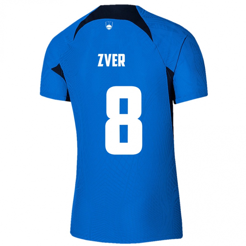 Kids Football Slovenia Mateja Zver #8 Blue Away Jersey 24-26 T-Shirt Uk