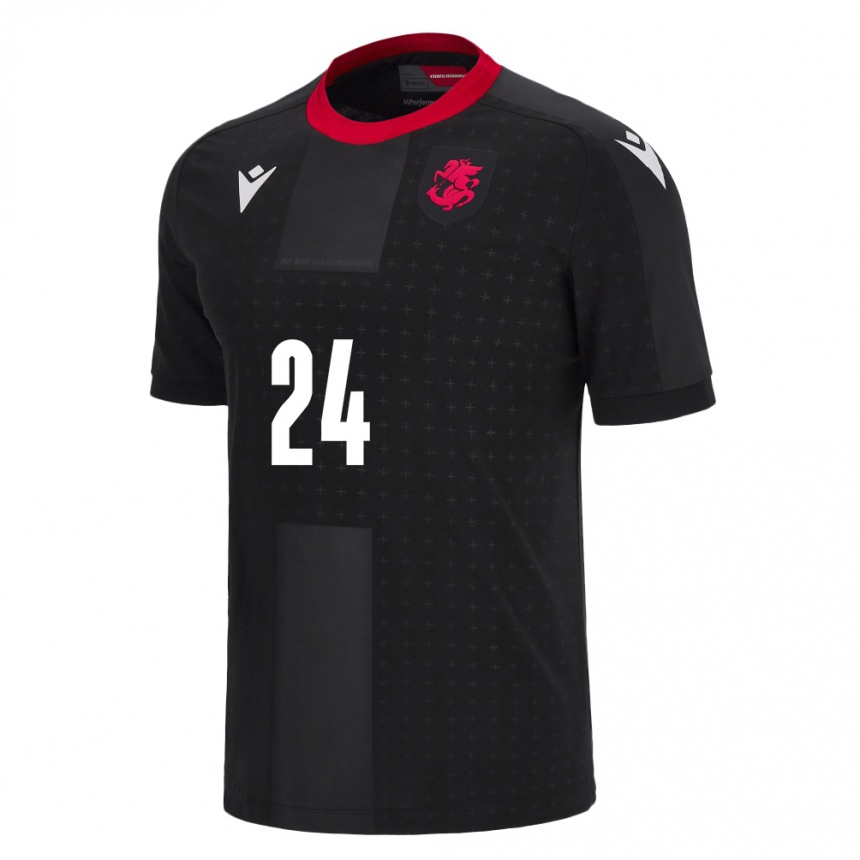 Kids Football Georgia Amiran Tkeshelashvili #24 Black Away Jersey 24-26 T-Shirt Uk