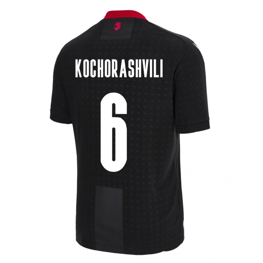 Kids Football Georgia Giorgi Kochorashvili #6 Black Away Jersey 24-26 T-Shirt Uk