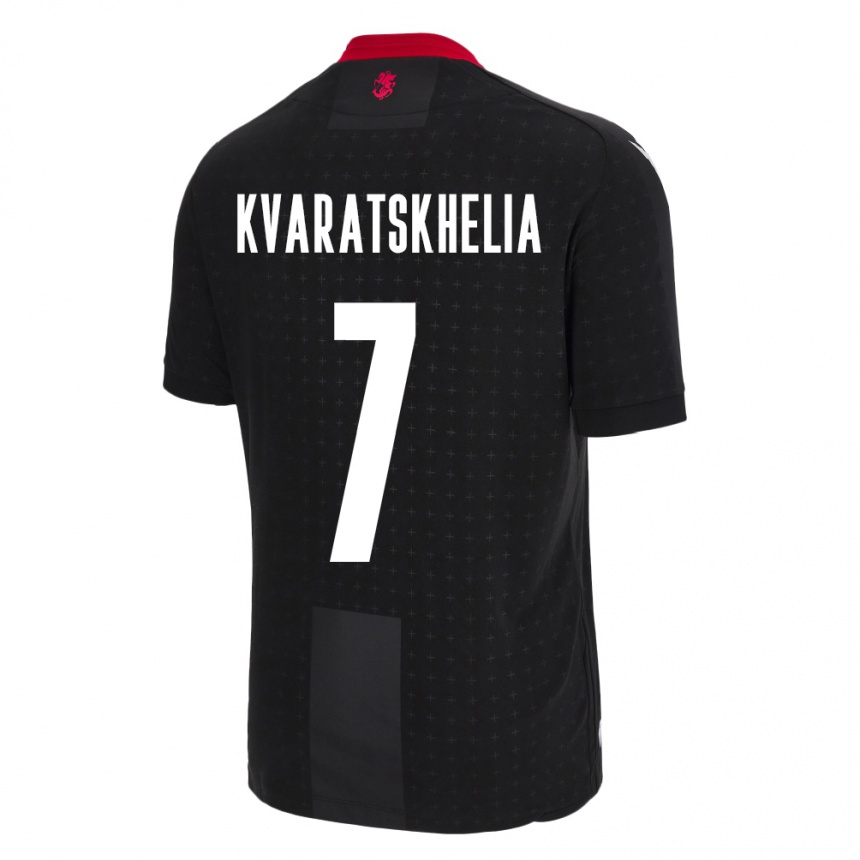 Kids Football Georgia Khvicha Kvaratskhelia #7 Black Away Jersey 24-26 T-Shirt Uk