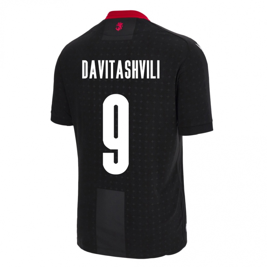 Kids Football Georgia Zuriko Davitashvili #9 Black Away Jersey 24-26 T-Shirt Uk