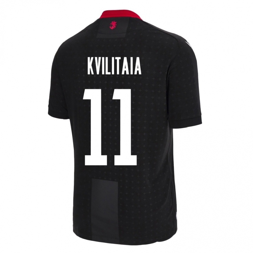 Kids Football Georgia Giorgi Kvilitaia #11 Black Away Jersey 24-26 T-Shirt Uk